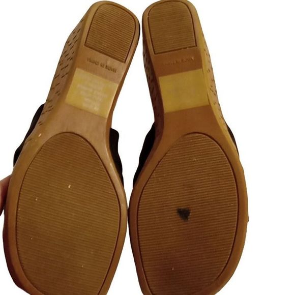 Sahara Black Wedge Heel Sandals Women's Size 8 - Picture 9 of 9